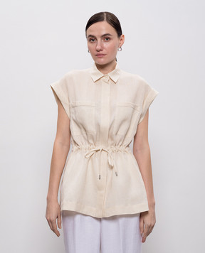 Peserico Beige linen shirt with monil chain S0631902600