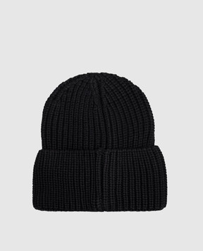 Palm Angels Children's black hat with logo embroidery F6PAJBHT226