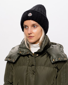 Moncler Black alpaca wool hat L20933B00031N0403