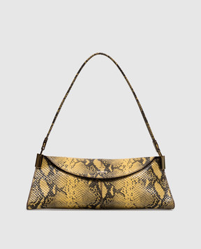 Balmain Yellow leather trapezoid bag 64-83 with reptile leather embossing HN0AE095LVPI