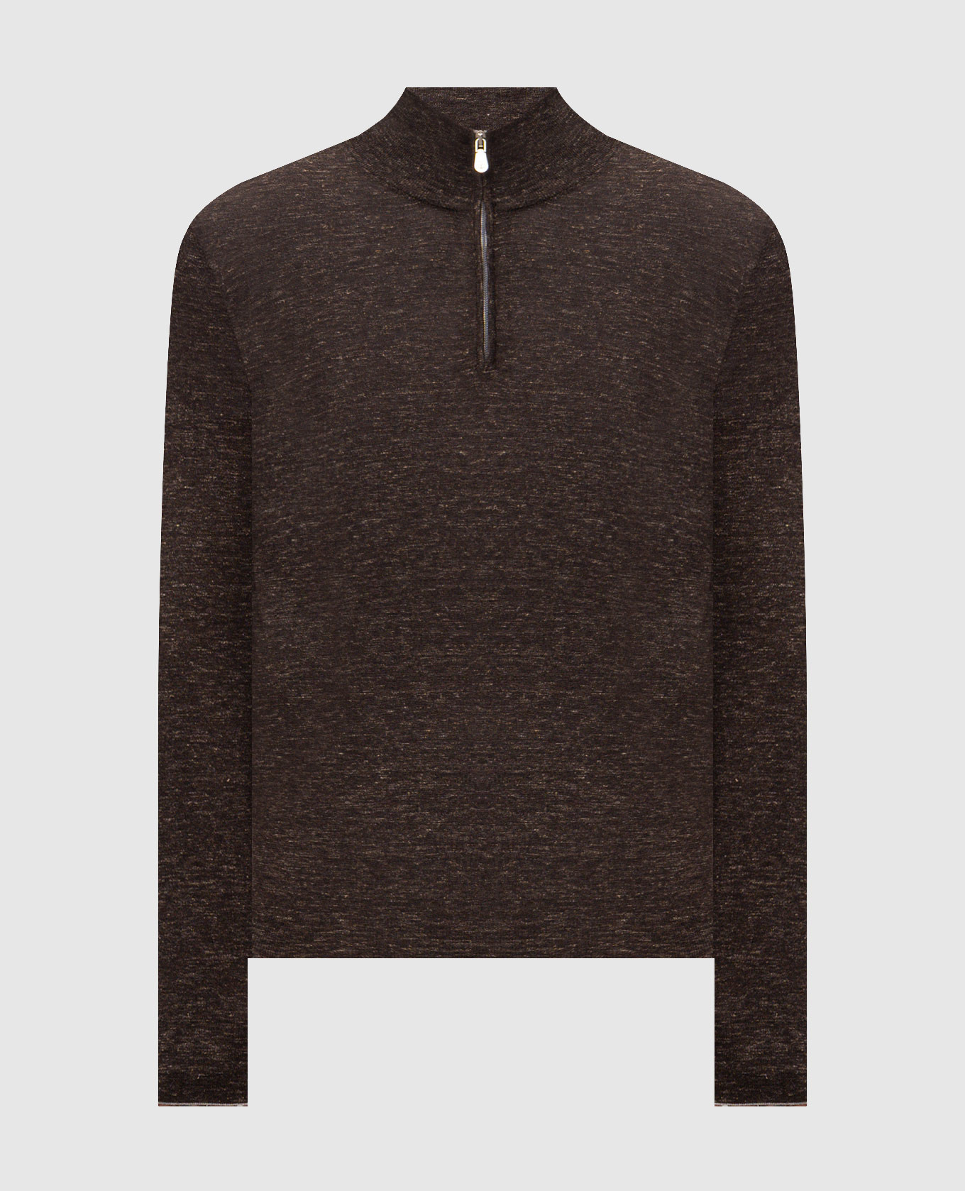 Brown melange cashmere, silk and linen jumper