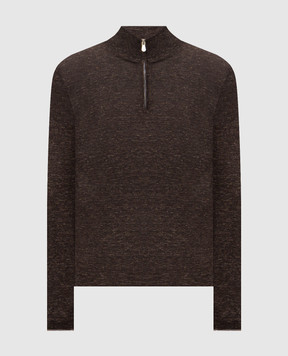 Brunello Cucinelli Brown melange cashmere, silk and linen jumper MSY00124