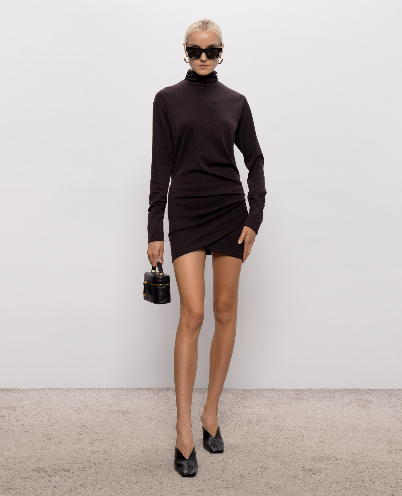 Brown mini dress with drapery Dondup 2