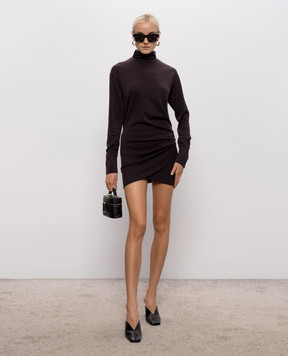 Dondup Brown mini dress with drapery DA560KS0027DXXX