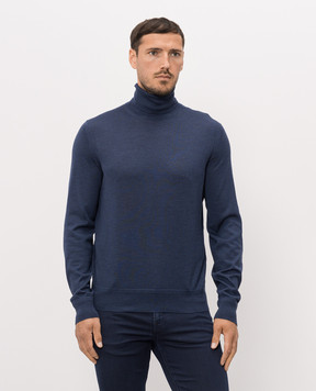 Tom Ford Blue cashmere and silk turtleneck KRL054YMK073