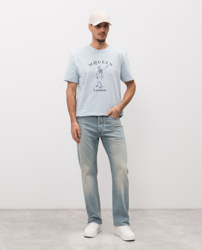 Alexander McQueen Blue Skeleton T-shirt 857152QTAEI