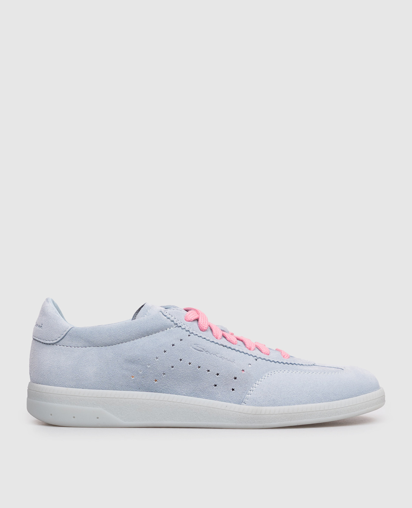 

Blue suede sneakers with perforations Santoni, Light blue