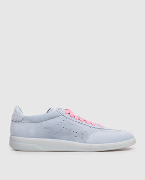 Santoni Blue suede sneakers with perforations WBPL61340CIETKSN