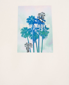 Palm Angels Children's ivory T-shirt with branded print PBAA002S26JER003