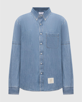 Thom Browne Blue denim shirt with logo patch MWL412OF1210