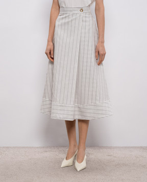 Agnona White striped midi skirt TG1108YQ2009