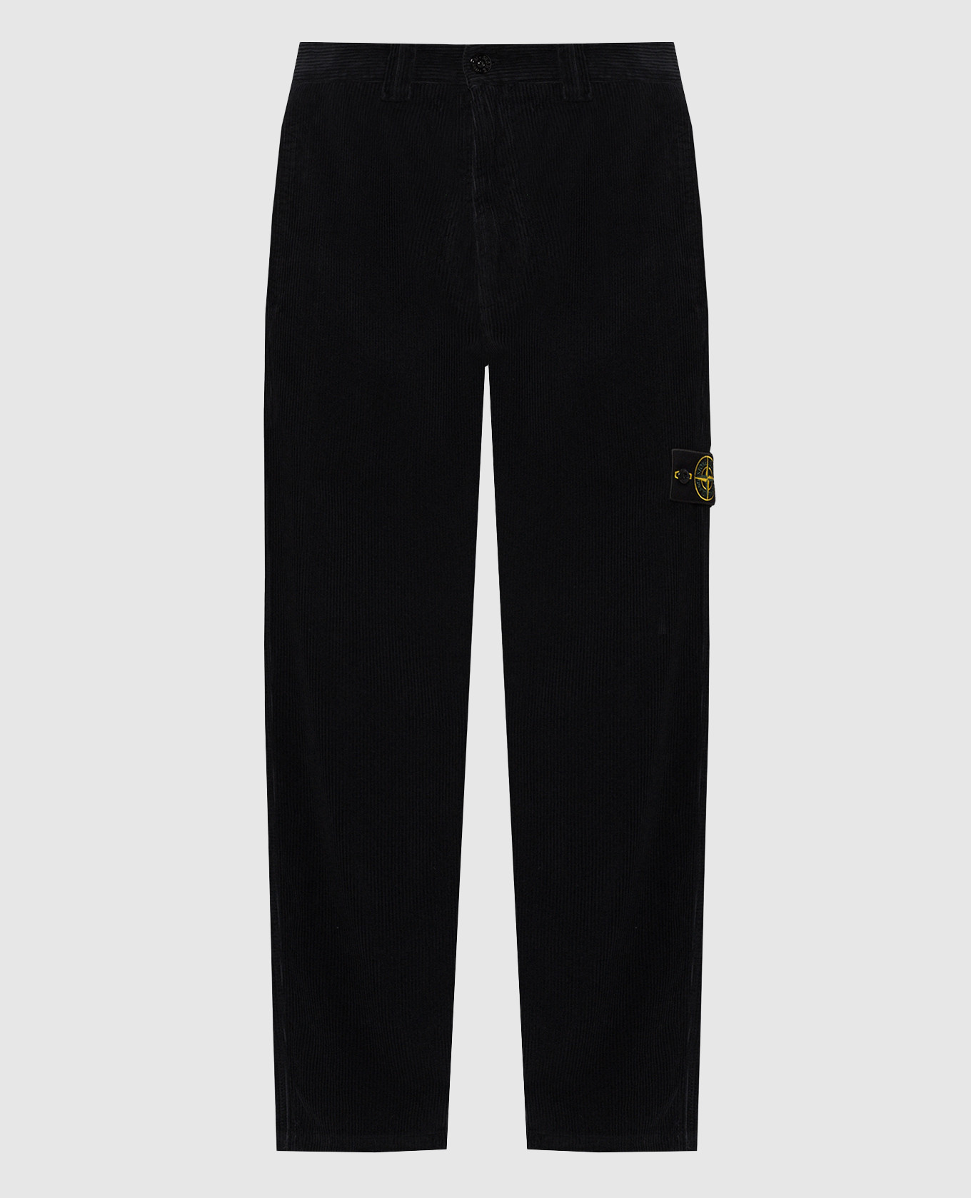 Black corduroy pants with logo patch