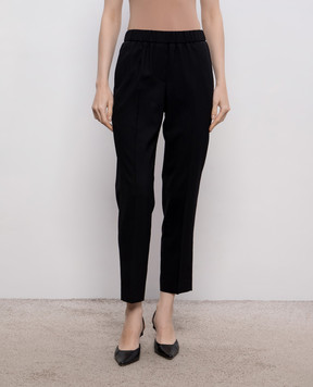 Peserico Black wool pants with a monil chain A0467803472