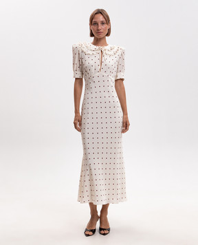 Alessandra Rich Ivory polka dot silk dress FABX4449F4831