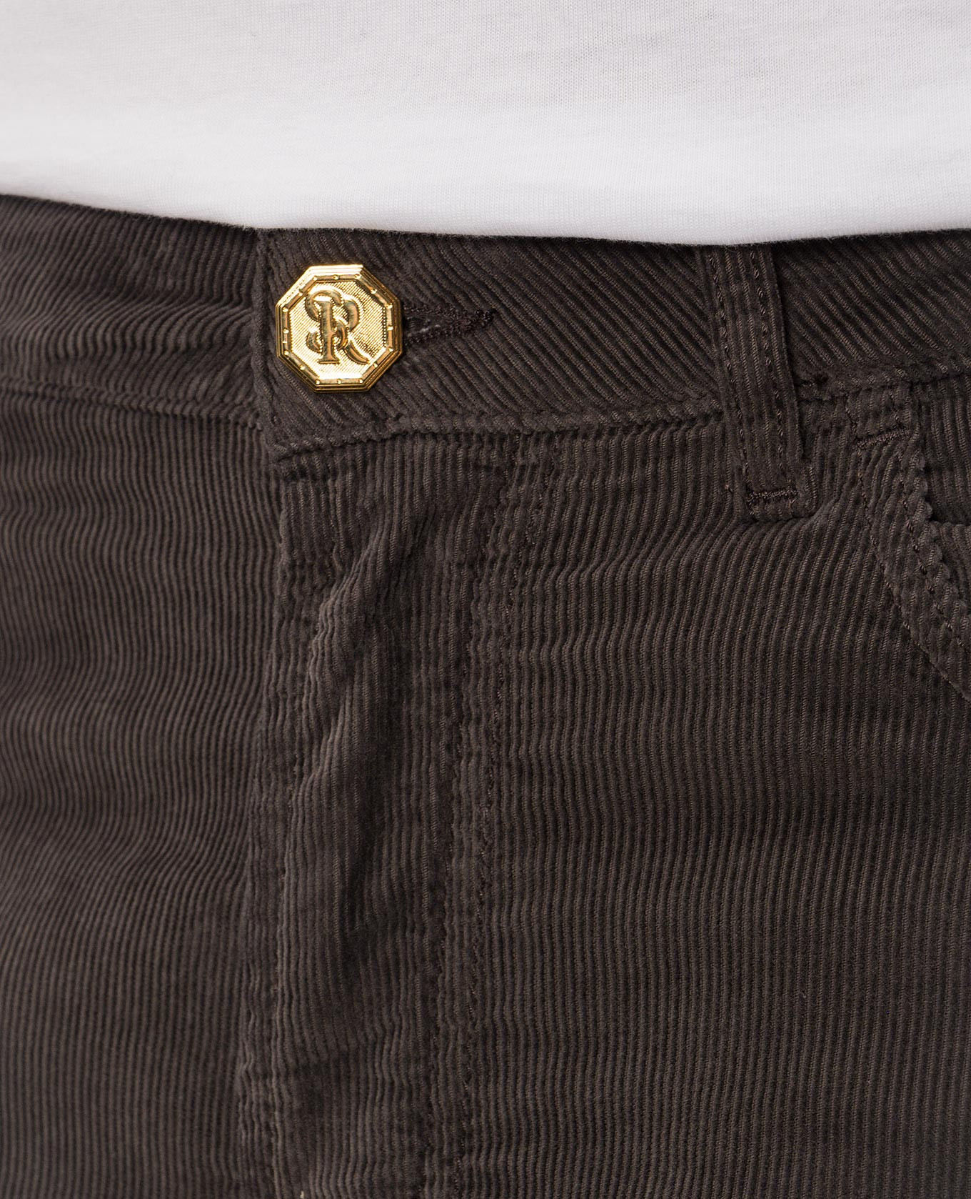 Brown corduroy pants with logo patch Stefano Ricci 5