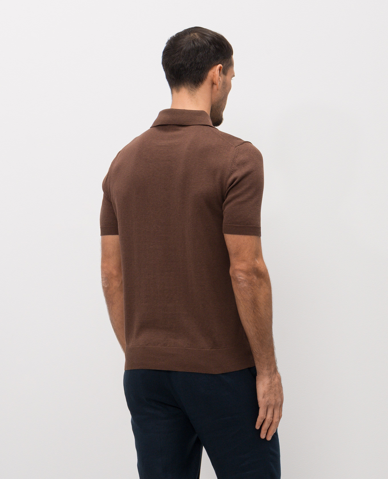 Brown linen and silk polo shirt ISAIA 4