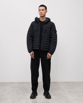 Stone Island Blue down jacket with logo K2S154100020S0183