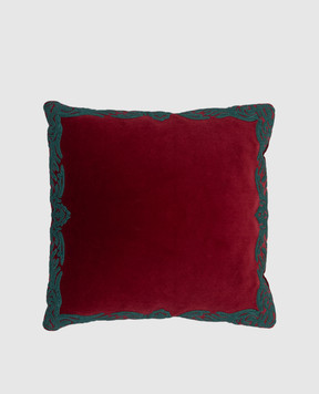Etro Burgundy velour decorative pillow with Pegaso embroidery UKAA0004AR386