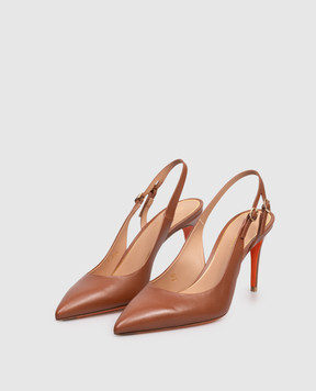 Santoni Brown leather slingbacks WDID71269HI2NSZA