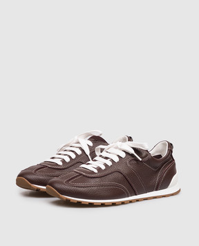 Brunello Cucinelli Burgundy leather sneakers with a monil chain MZDKG3324P