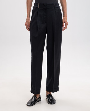 Peserico Blue wool trousers with lapels A0408203359