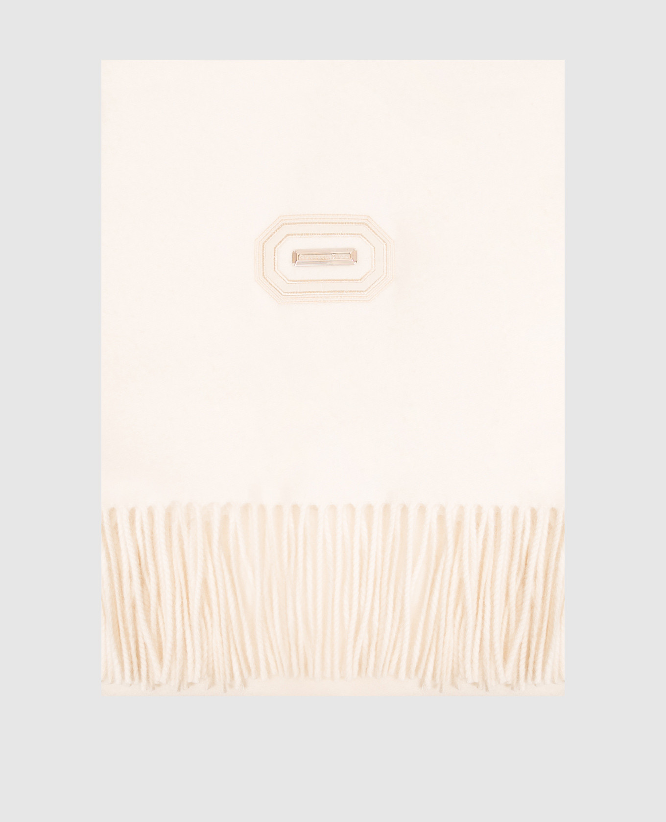 Ivory cashmere scarf with fringe