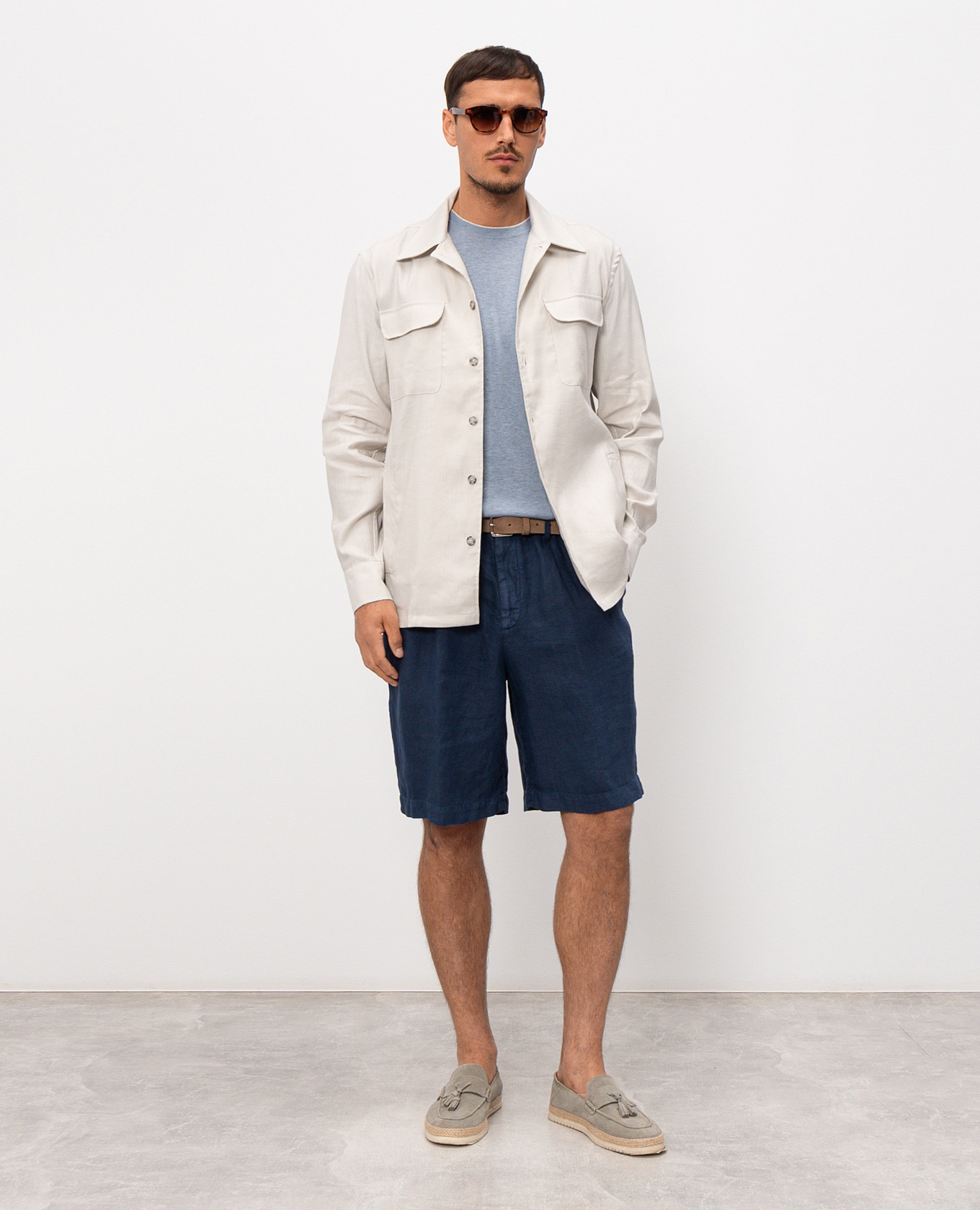 Gray shirt with linen Pini Parma 2