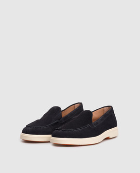 Santoni Blue suede loafers with logo WUYA58856TISNPYL