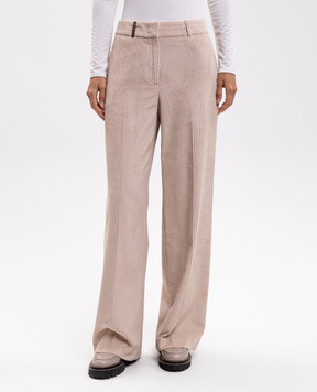 Peserico Beige corduroy pants with lurex P0433501577