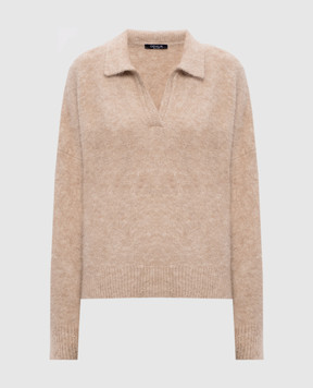 Demiur Beige alpaca wool sweater with polo collar ALP102WALNUT