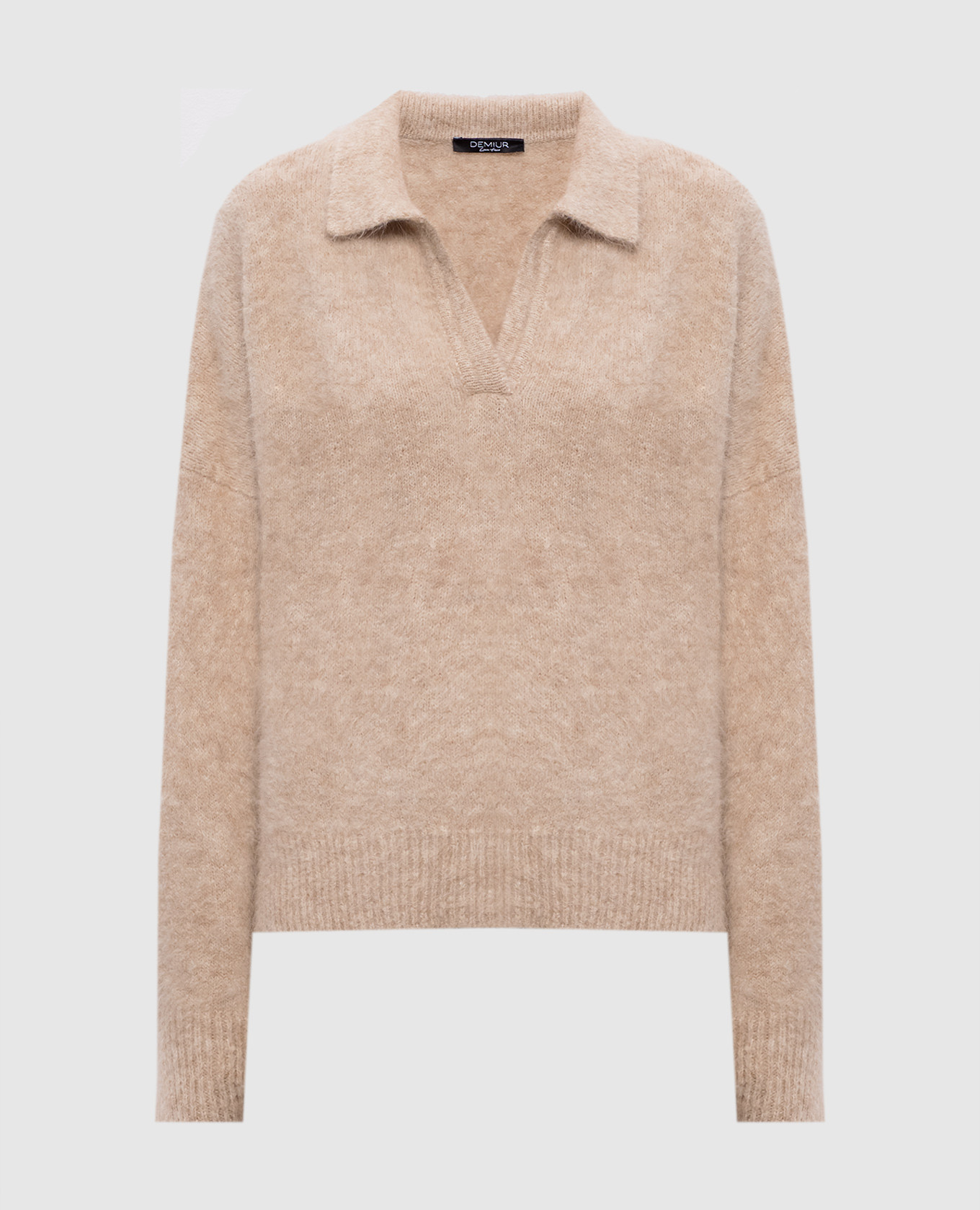 

Beige alpaca wool sweater with polo collar Demiur