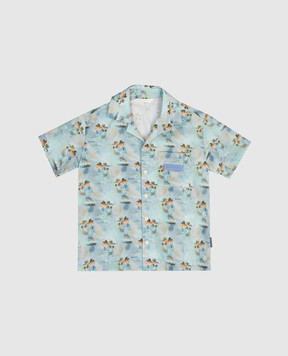 Palm Angels Children's blue printed shirt PBGG002S26FAB001