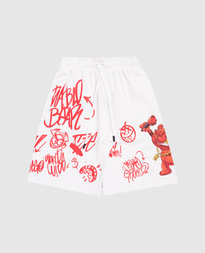Sprayground Vandal Diablo Bear Kids White Shorts SPY1400E