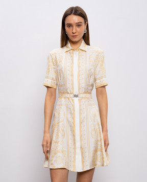 Versace White silk dress with Barocco Jacquard print 10210091A15215