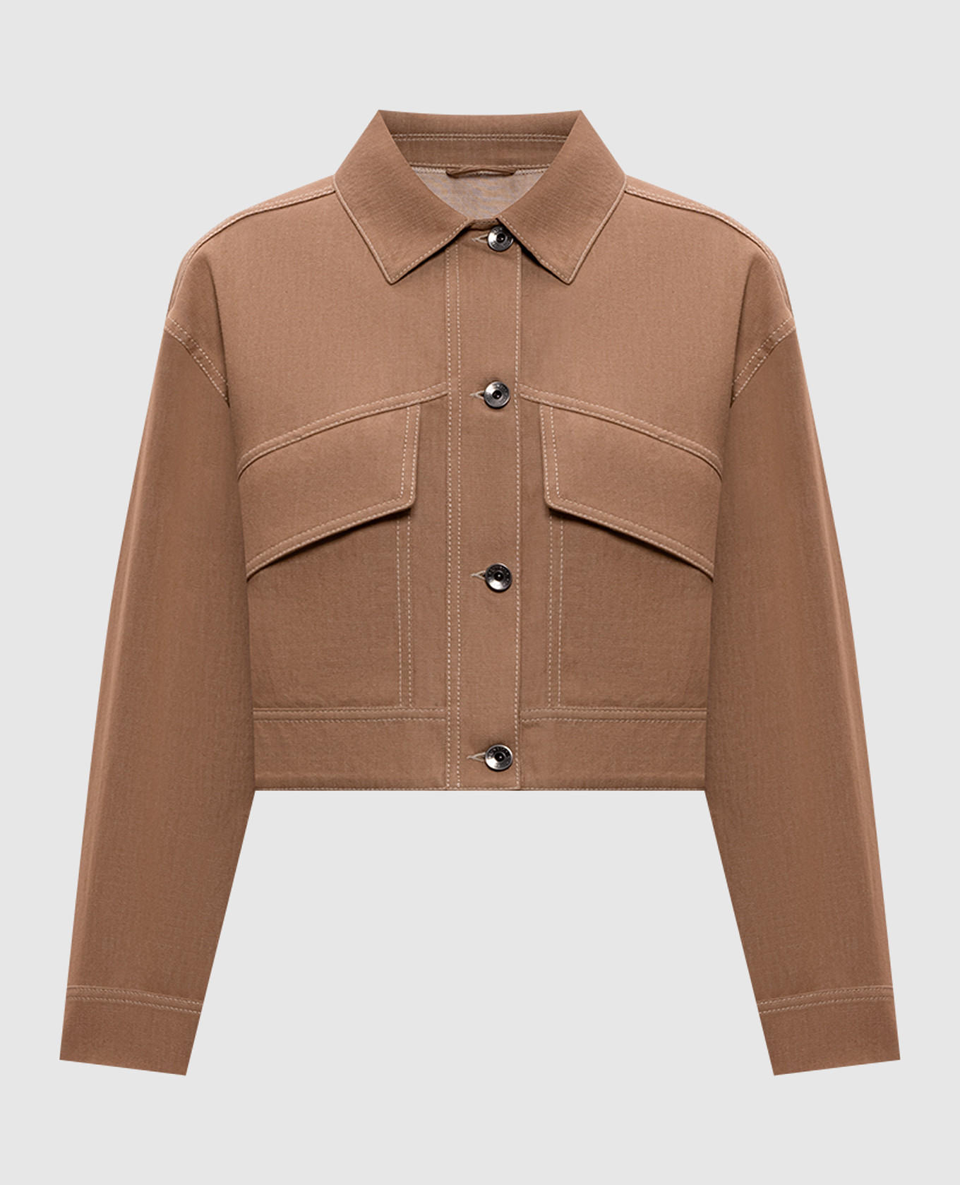 

Brown denim jacket with monil chain Brunello Cucinelli