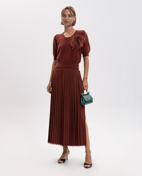 Twinset Terracotta pleated skirt 262TP2350