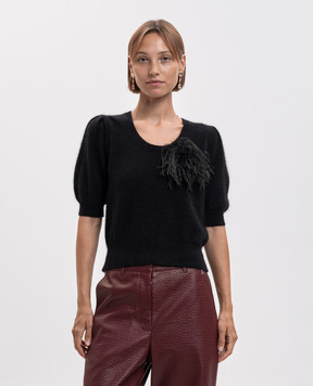 Twinset Black wool jumper with brooch 262TP3260