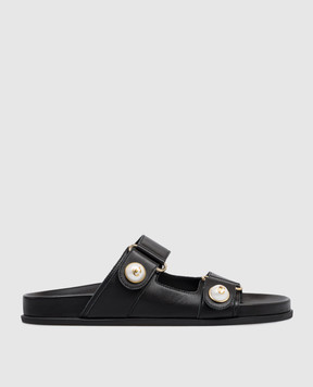 Jimmy Choo Fayence black leather flip-flops FAYENCESANDALSQM