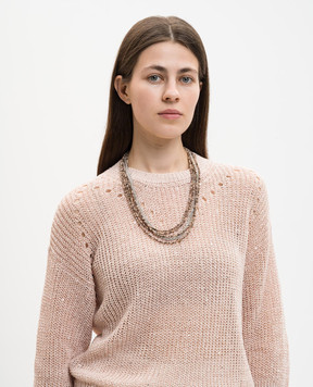 Peserico Brown layered necklace with crystals and monil chain S35516C0CC814