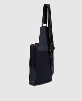 Stefano Ricci Blue logo-embossed wool and cashmere sling bag ND219UMAMR