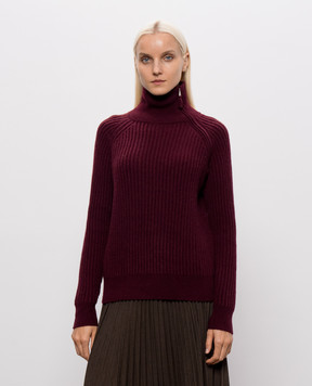 Allude Burgundy wool and cashmere sweater with zipper 26517621