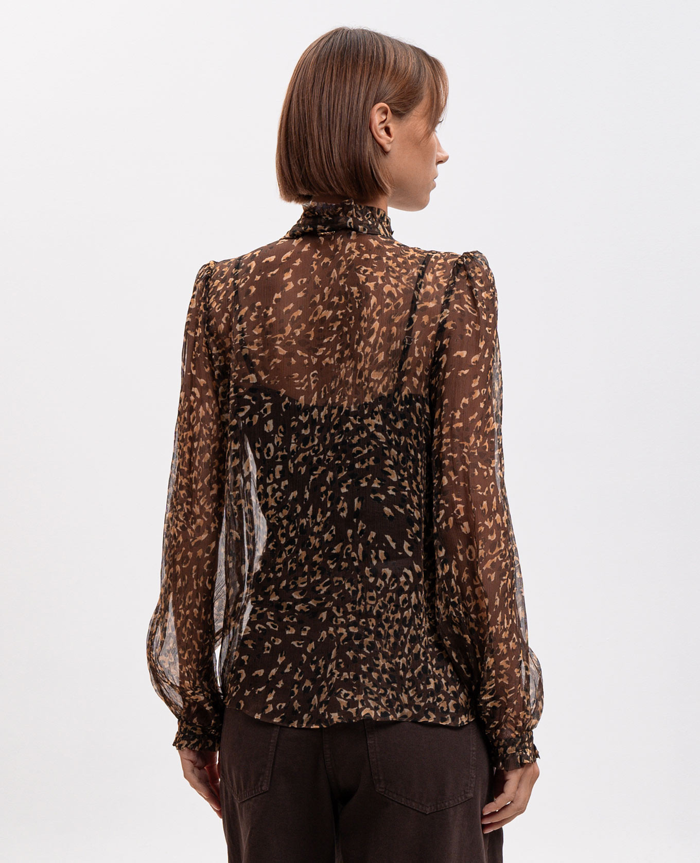 Brown leopard print silk blouse Twinset 4