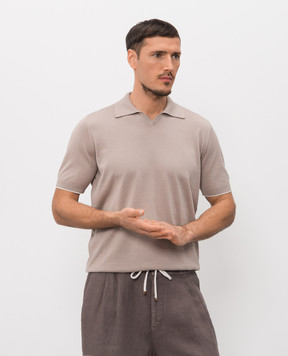Brunello Cucinelli Beige polo collar t-shirt M29800145