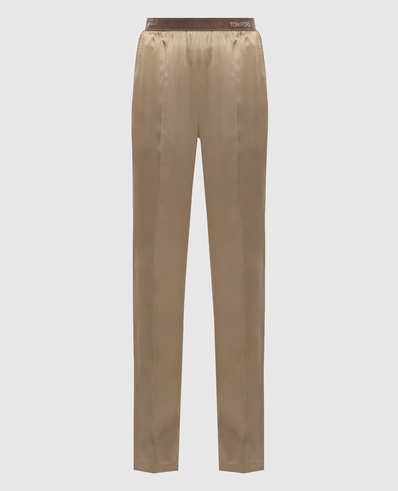 Beige silk pants