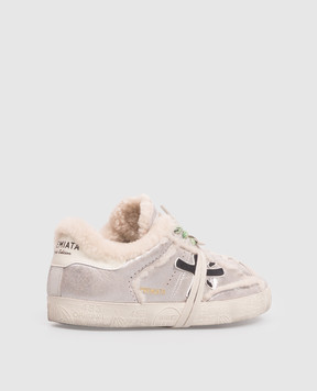 Premiata Stevend silver leather sneakers with fur STEVEND8694M