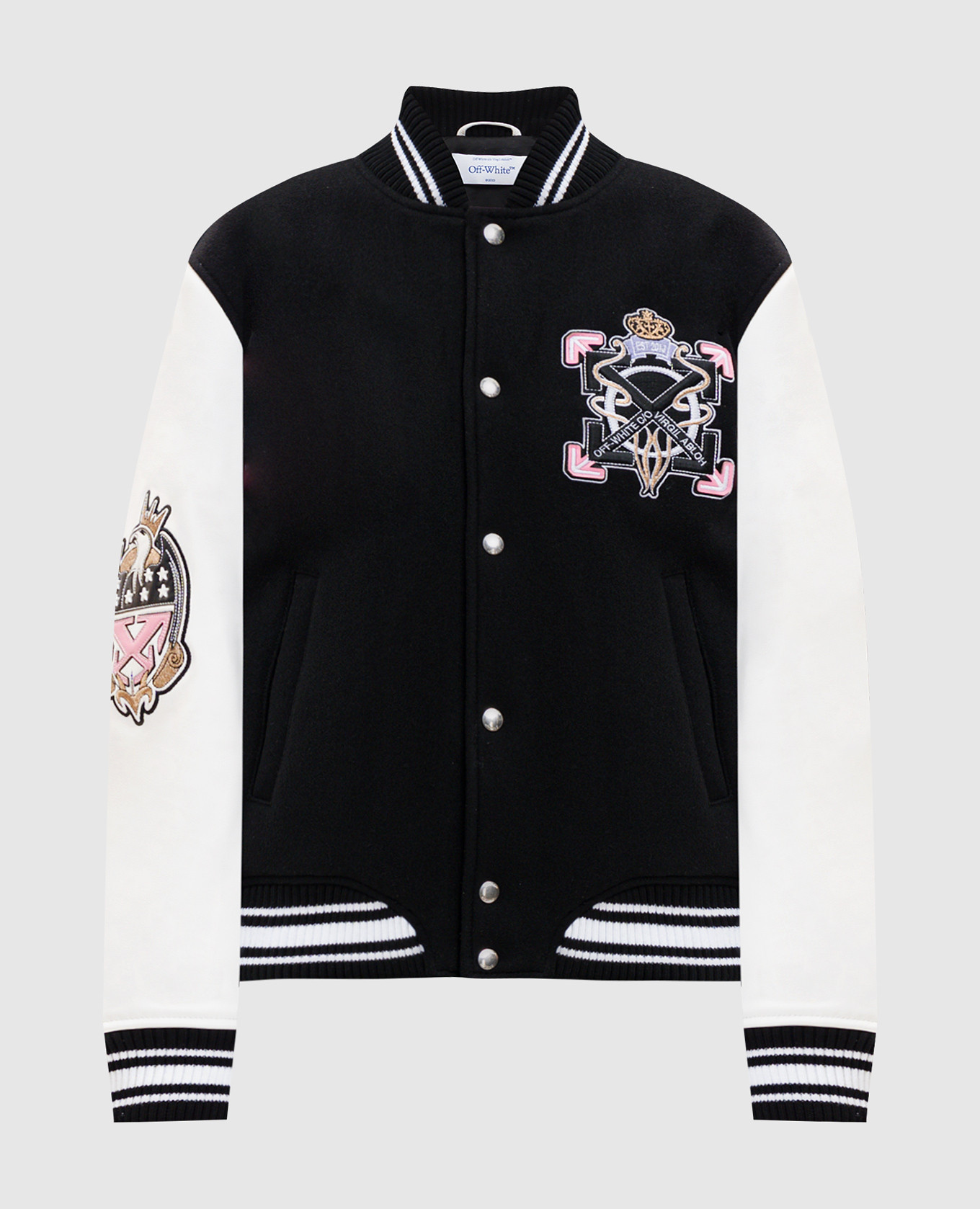 

Black wool and leather combination bomber jacket Off-White