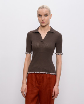 Twinset Brown ribbed top 261TF3010