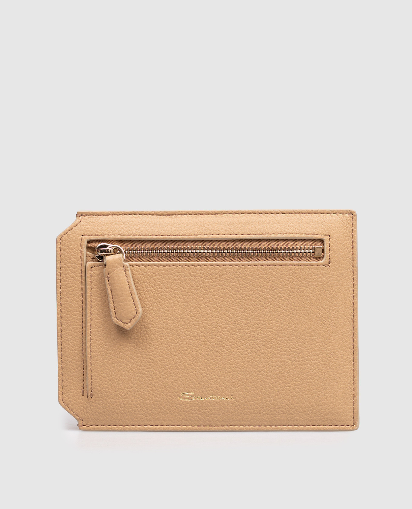 Beige leather car holder with logo