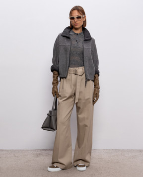 Brunello Cucinelli Beige pants with a monil chain MP141P9275