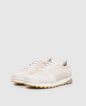 ISAIA Beige combination sneakers with embroidered emblem RUNT07PLS46
